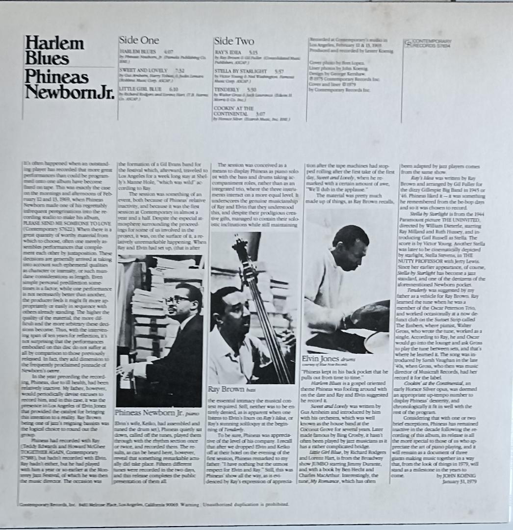 Phineas Newborn Jr. - Harlem Blues LP, Japan Contemporary P-7583, Obi, NM/VG+