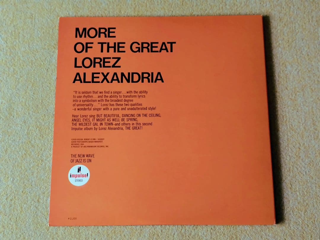 Lorez Alexandria - More of the Great LP Vinyl Japan Pressing Impulse YP-8596-AI