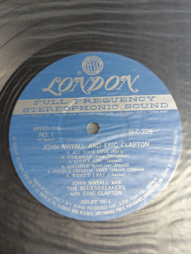 John Mayall & Eric Clapton Blues Breakers Vinyl LP Record Japan SLC 228 w/ Obi
