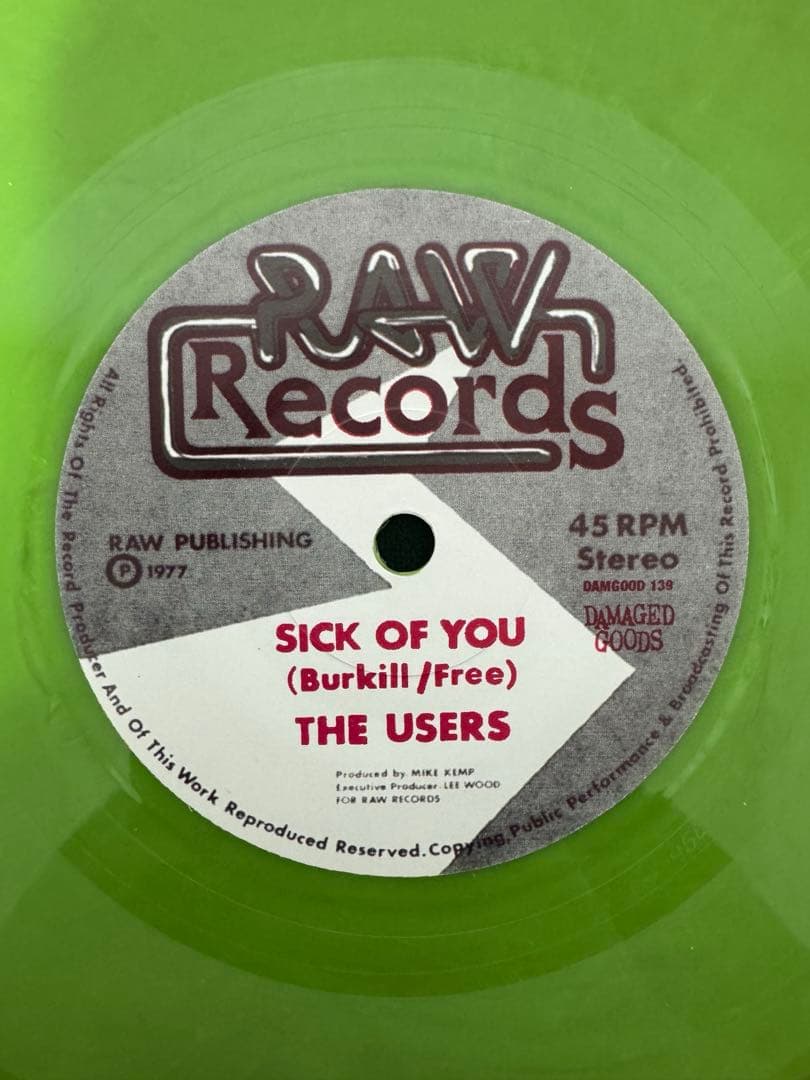 THE USERS Sick Of You 7" Green Vinyl Punk Rock Rare Damaged Goods