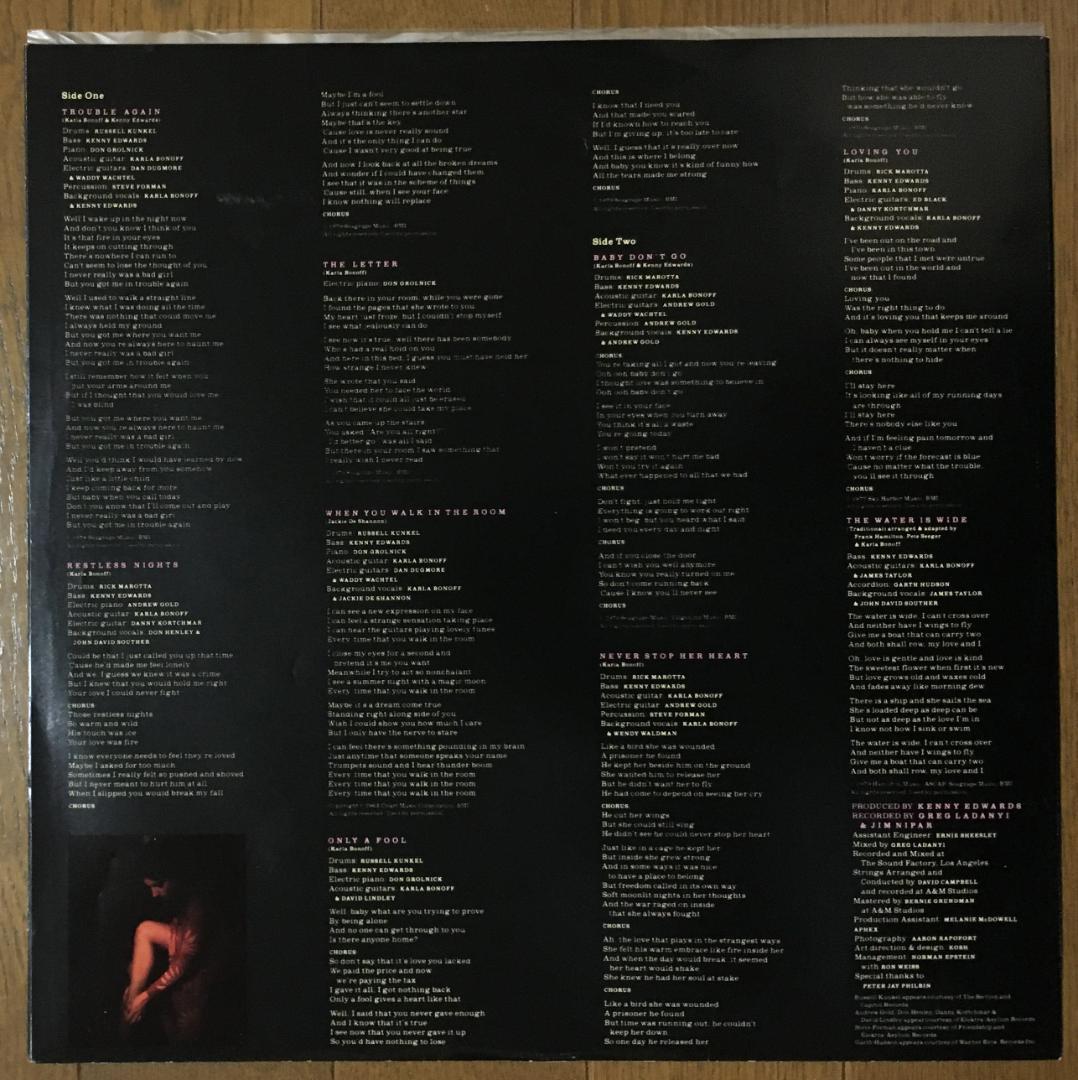 Karla Bonoff Restless Nights LP Vinyl Japan Original w/ Obi & Liner Notes