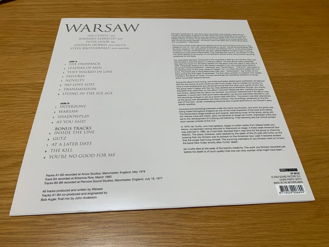 Warsaw - Warsaw LP 180g Blue Colored Vinyl Audiophile Post-Punk Reissue