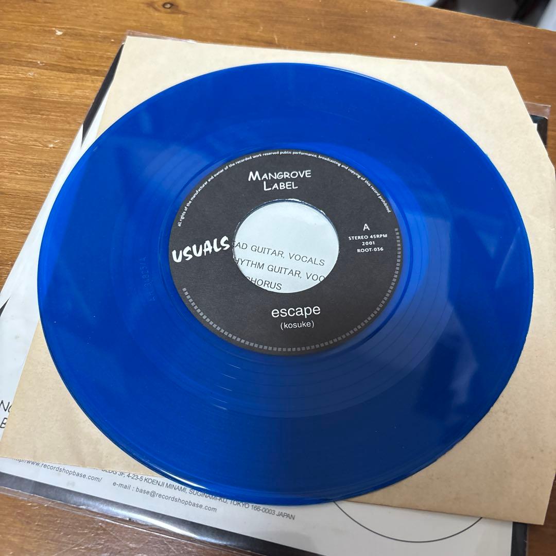 USUALS - escape 7" Blue Vinyl Record Japanese Punk Powerpop Mangrove Label 2001