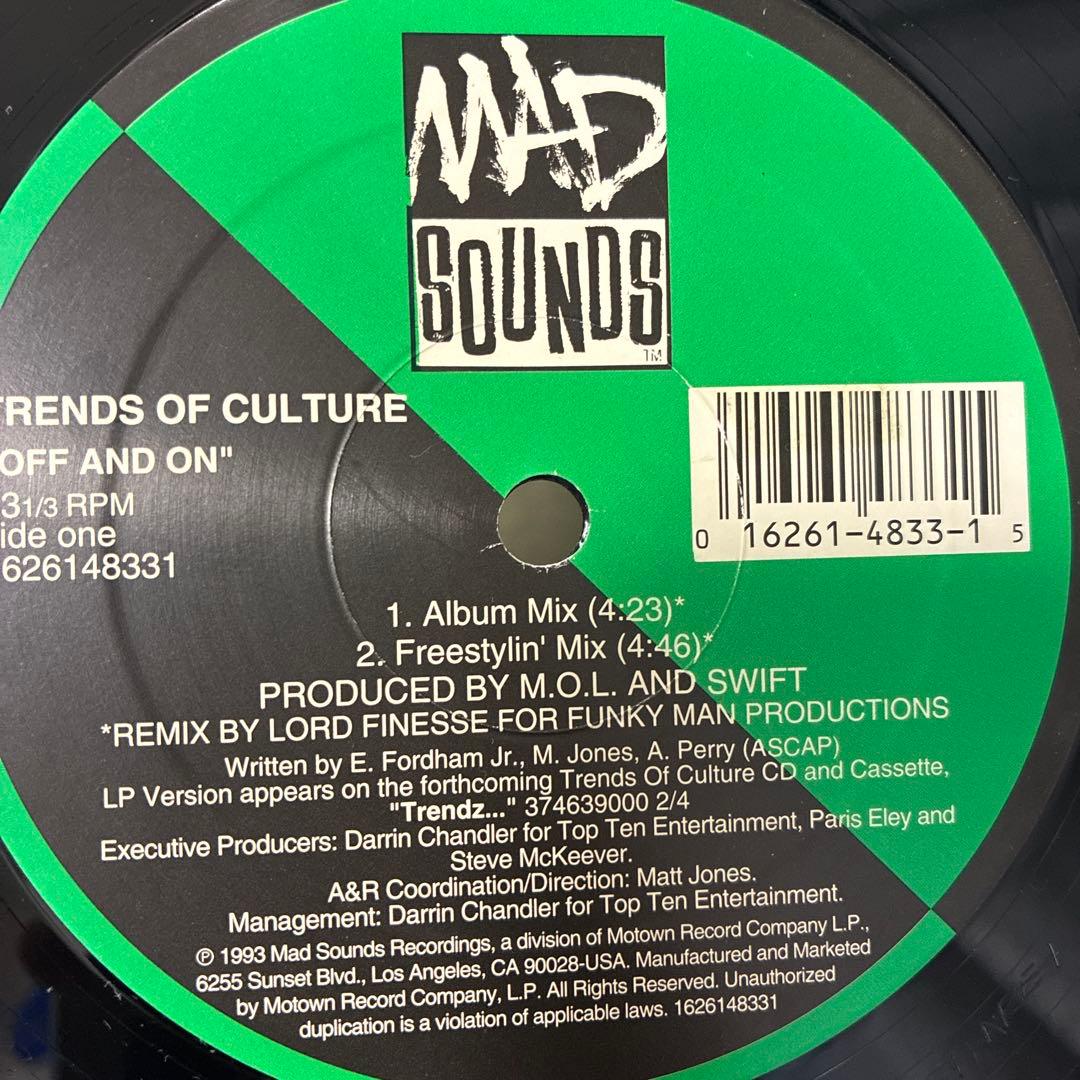 Trends Of Culture - Off And On 12" Vinyl 1993 Hip Hop Classic Lord Finesse Remix