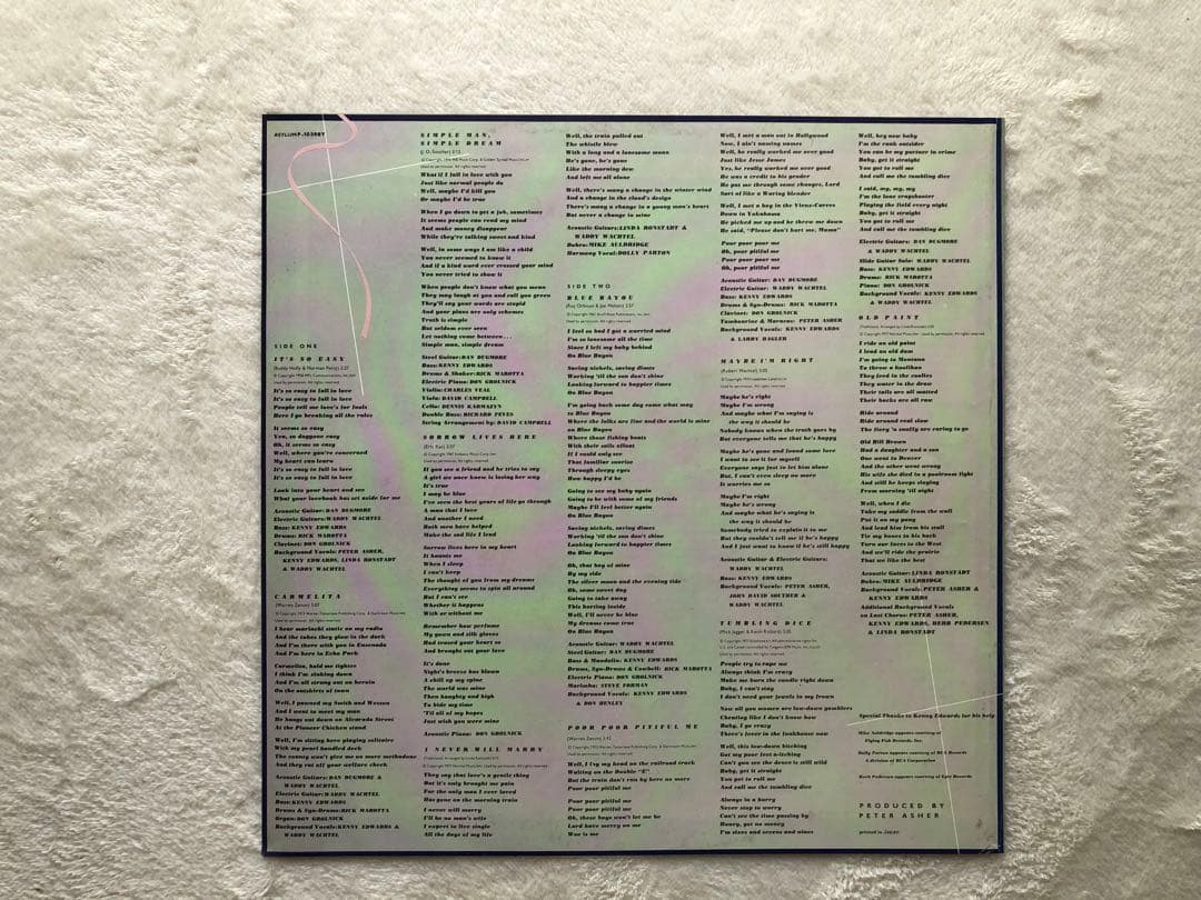 Linda Ronstadt - Simple Dreams Vinyl LP Japan Obi Sheet Rock Country