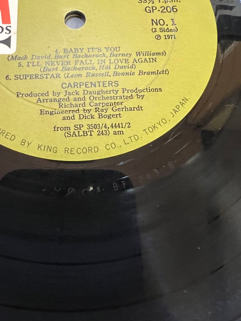 Carpenters - Golden Prize LP Japan Original 1971 King Records GP-206 w/ Obi