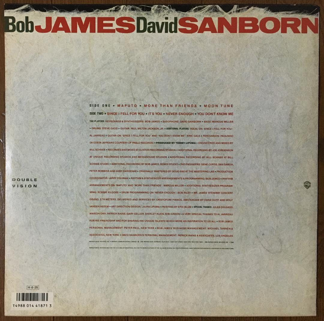 Bob James & David Sanborn - Double Vision Vinyl LP 1986 Jazz Fusion Japan