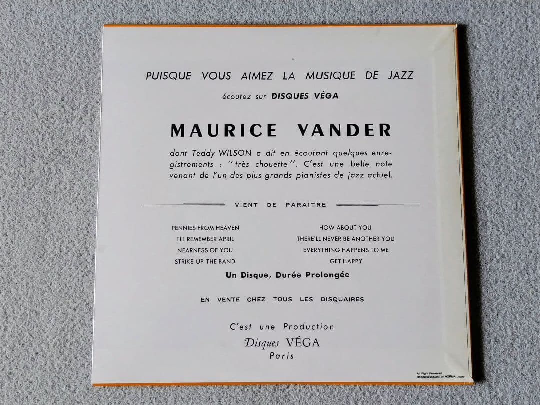Maurice Vander - Piano Jazz 2 Japan 10" Vinyl LP Reissue 2000 Jazz Trio