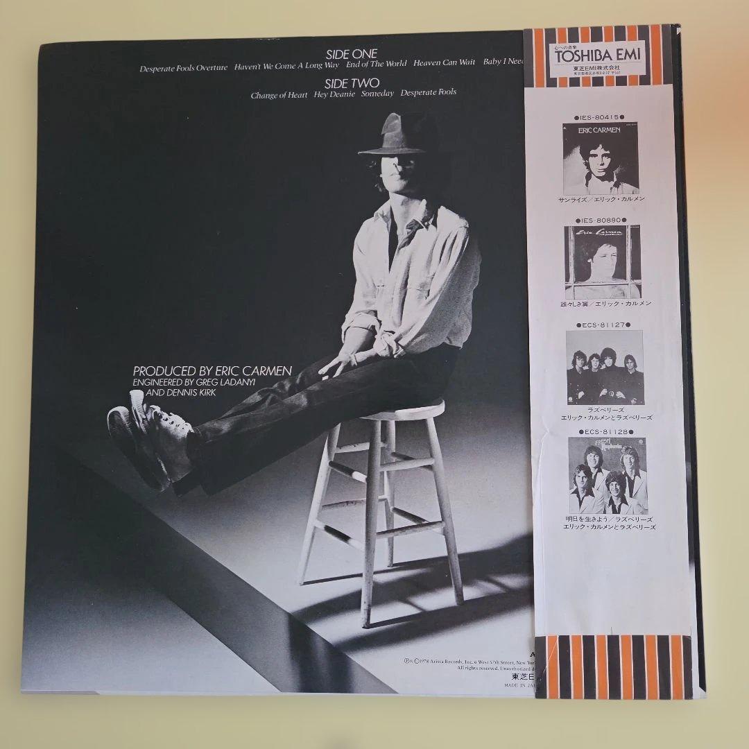 Eric Carmen - Change of Heart LP 1978 Japan Arista IES-81115 w/ Obi AOR Pop