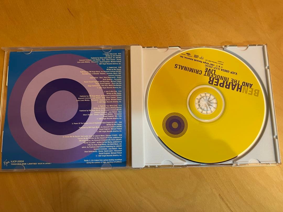 Ben Harper & The Innocent Criminals Live CD Japan Press VJCP-20034