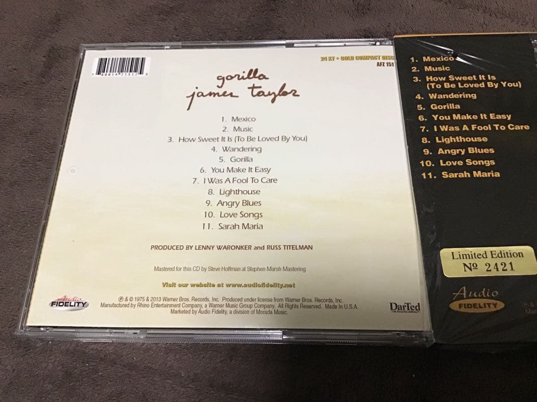 James Taylor Gorilla Gold CD 24k Gold Limited Serial Number Near Mint | Japansoundstore