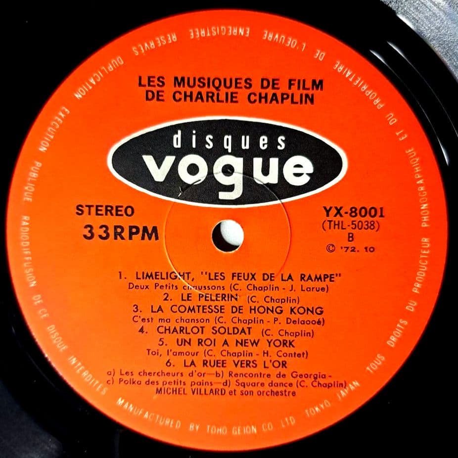 Michel Villard - Viva! Chaplin LP 1972 Japan Vogue Stereo Movie Soundtrack