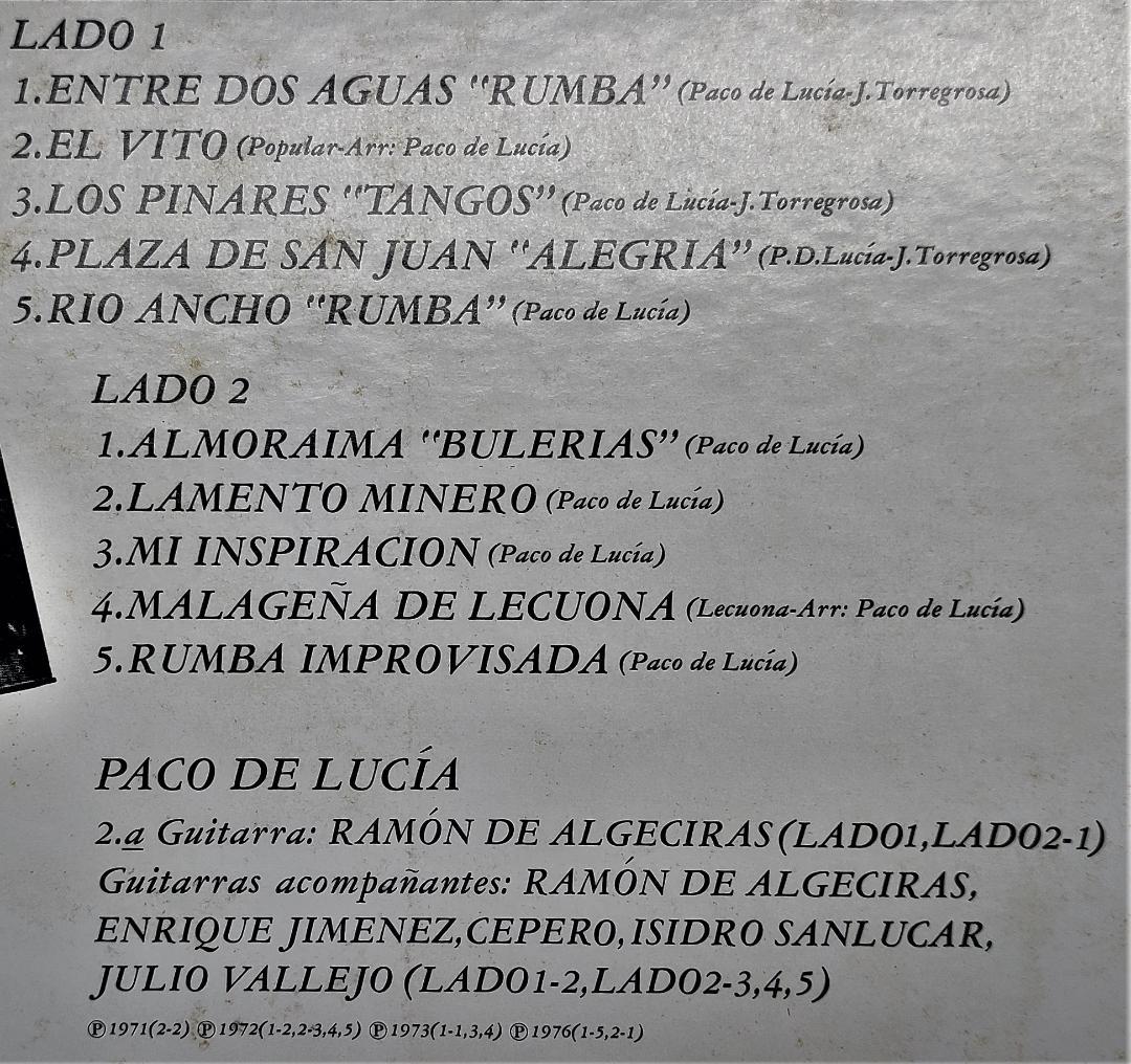 Paco De Lucía Improvisada LP with Obi 10 Tracks Japanese Edition  or Used | Japansoundstore