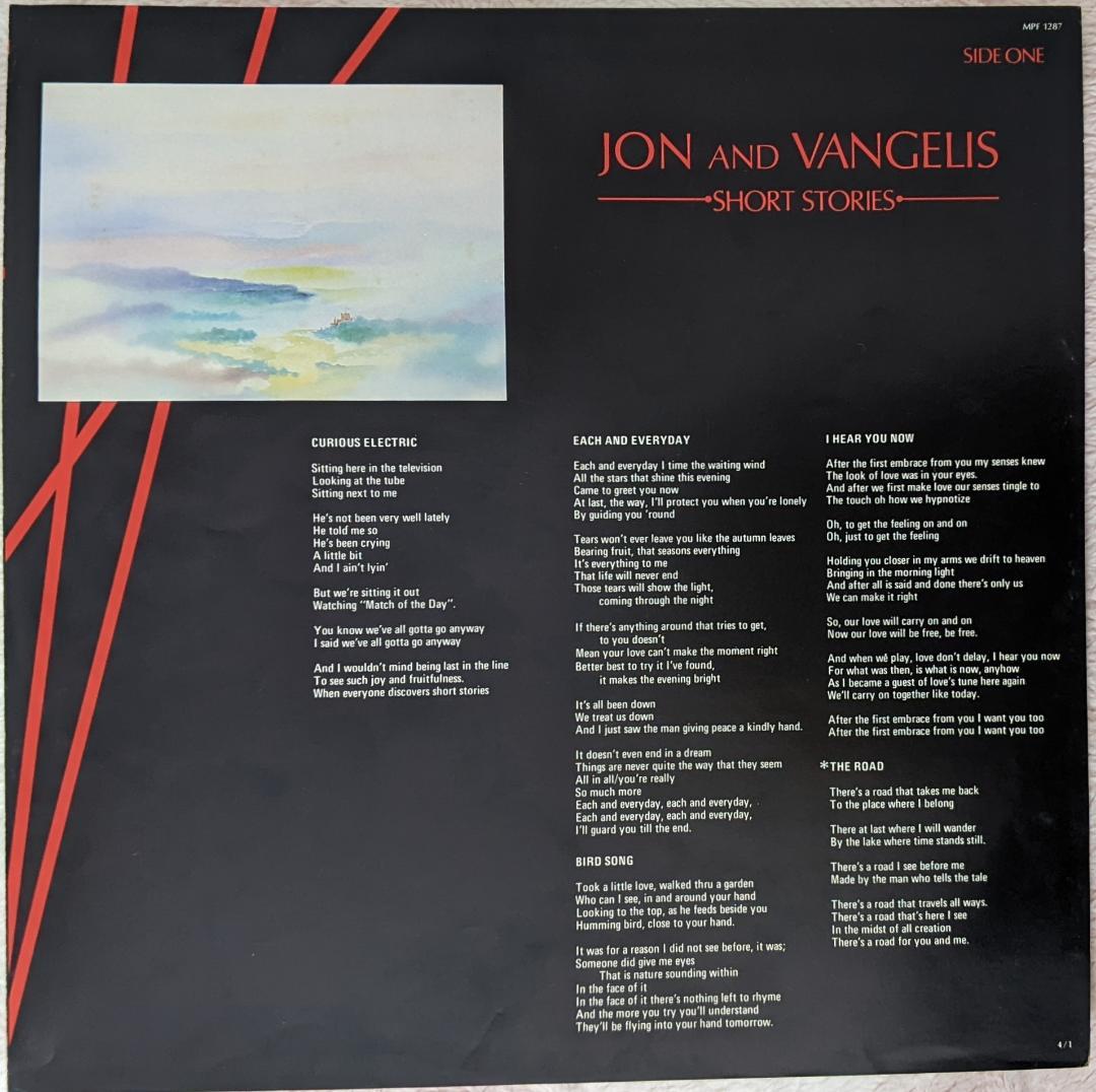 Vangelis Jon & Short Stories LP Japanese Domestic Import, Slight Wear | Japansoundstore