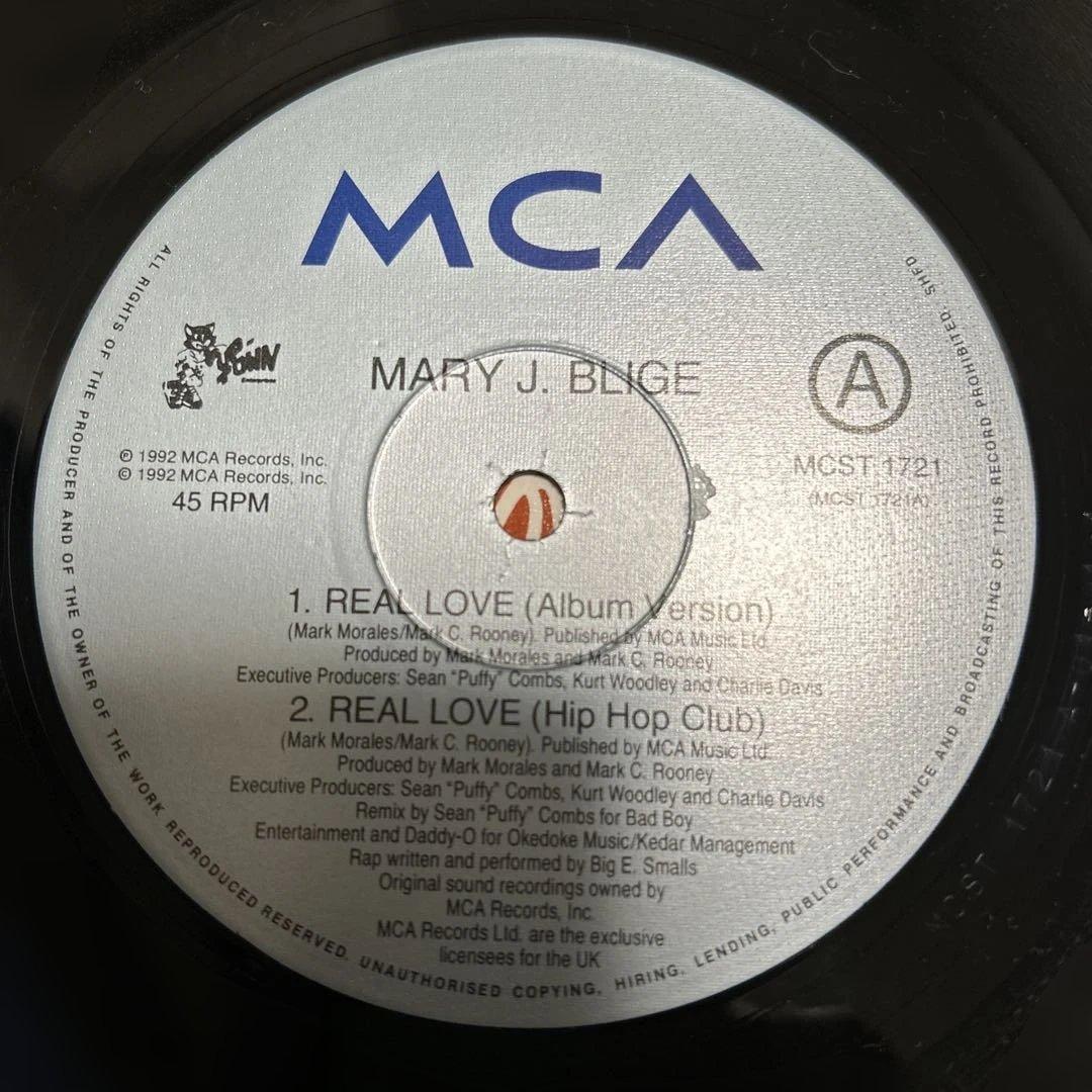 Mary J. Blige - Real Love 12" Vinyl Single 1992 MCA Records Hip Hop R&B