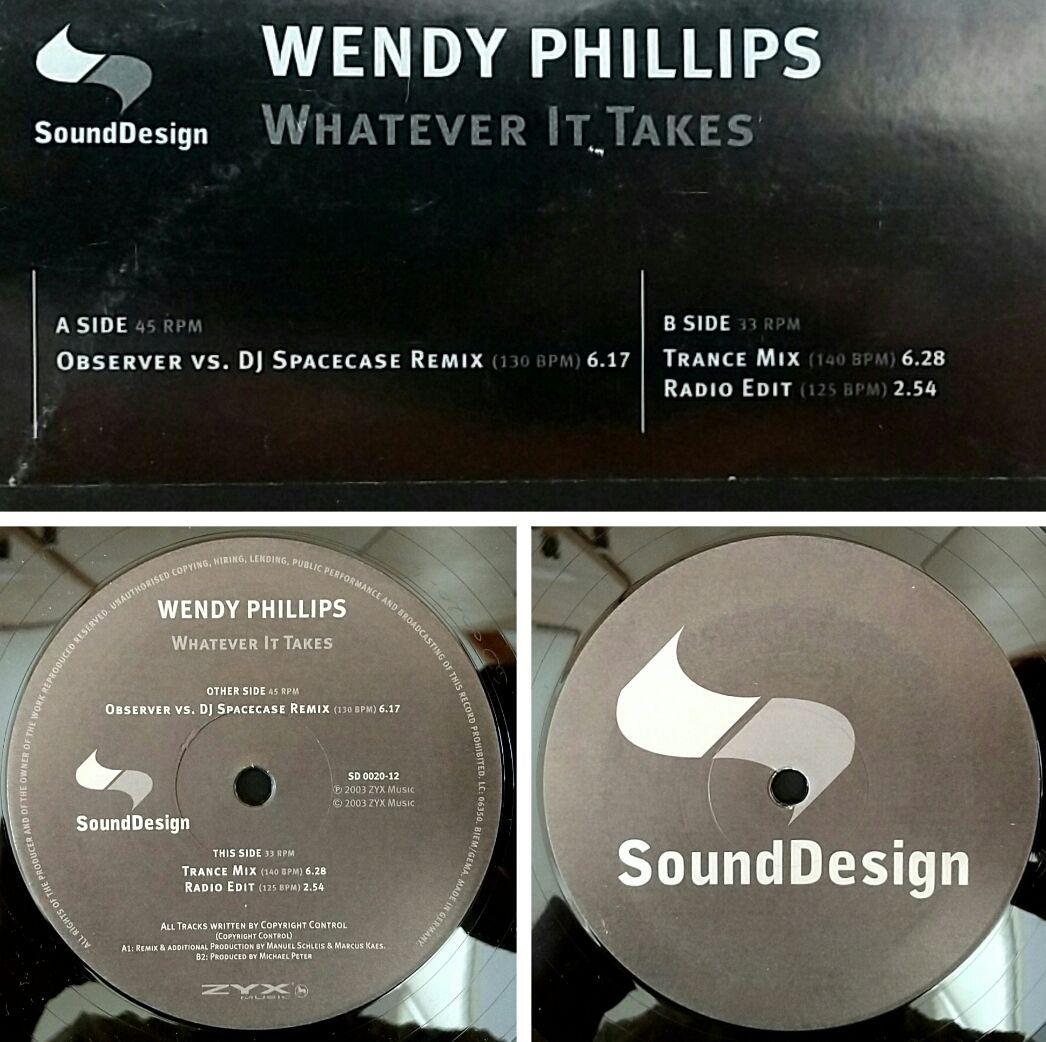 Wendy Phillips - Whatever It Takes 12" Vinyl ZYX Music Club Trance Remix