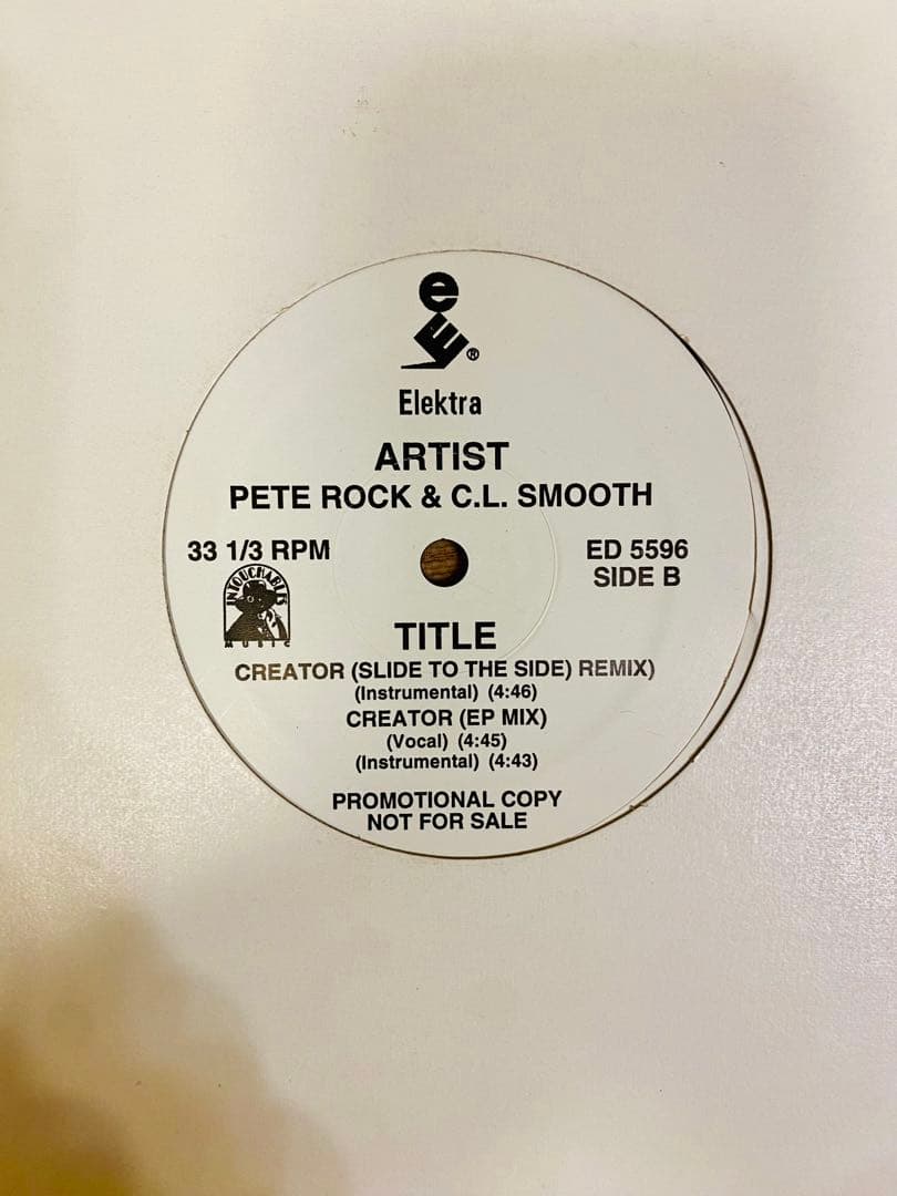 PETE ROCK & C.L. SMOOTH T.R.O.Y. 12" Vinyl Promo Hip Hop Elektra ED 5596 Rare