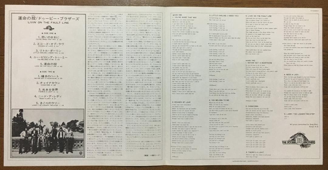 The Doobie Brothers - Livin' On The Fault Line - Japan LP Vinyl Record w/ Obi