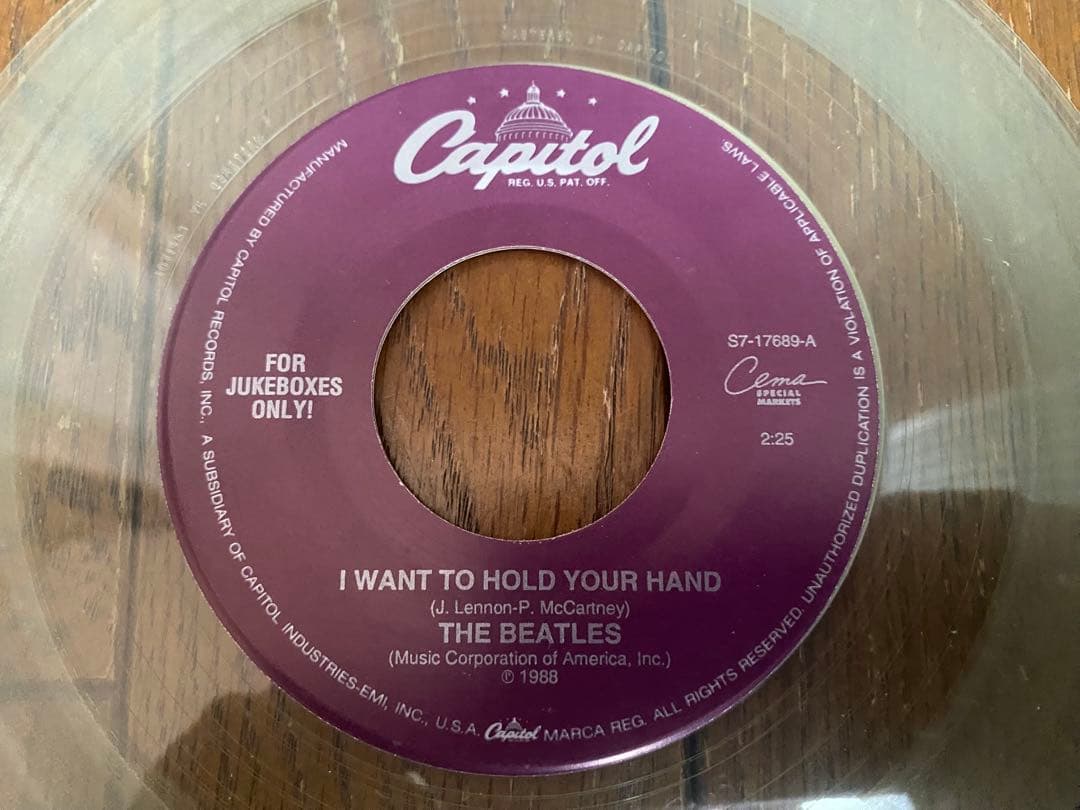The Beatles - I Want To Hold Your Hand - Rare Clear Vinyl 7" Jukebox Single USA