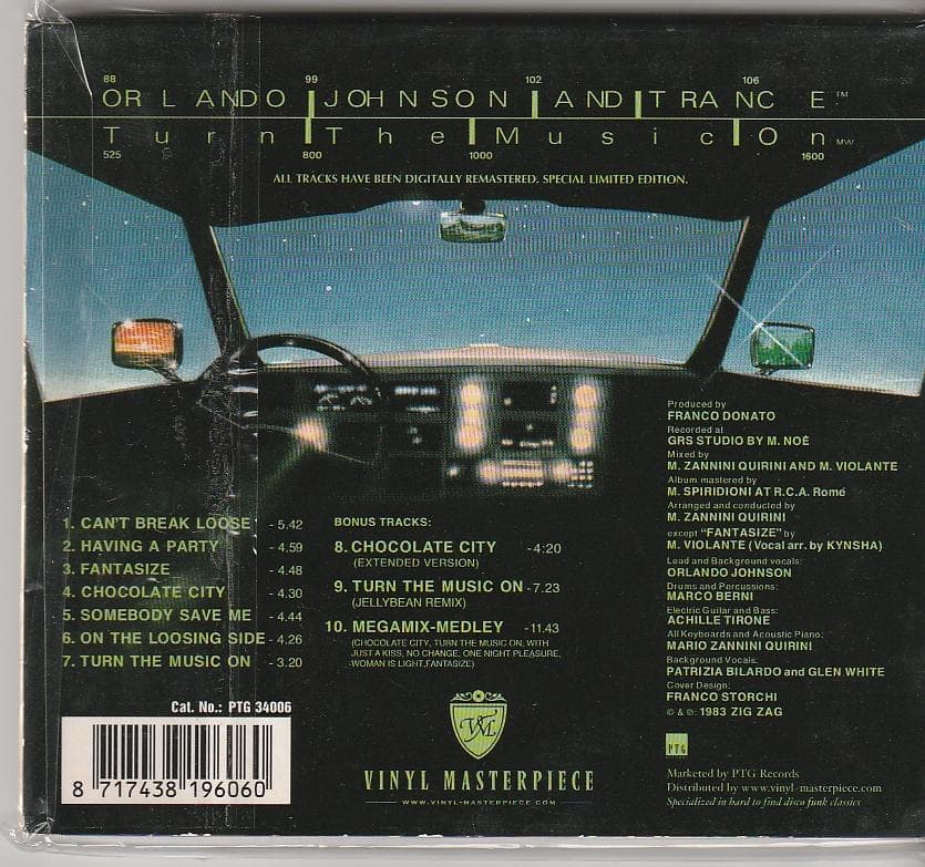 Orlando Johnson and Trance - Turn The Music On CD Vinyl Masterpiece Remastered