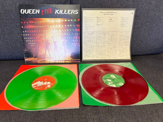 QUEEN Live Killers 2LP Japan Green & Red Colored Vinyl Set w/ Liner P-5567E/8E