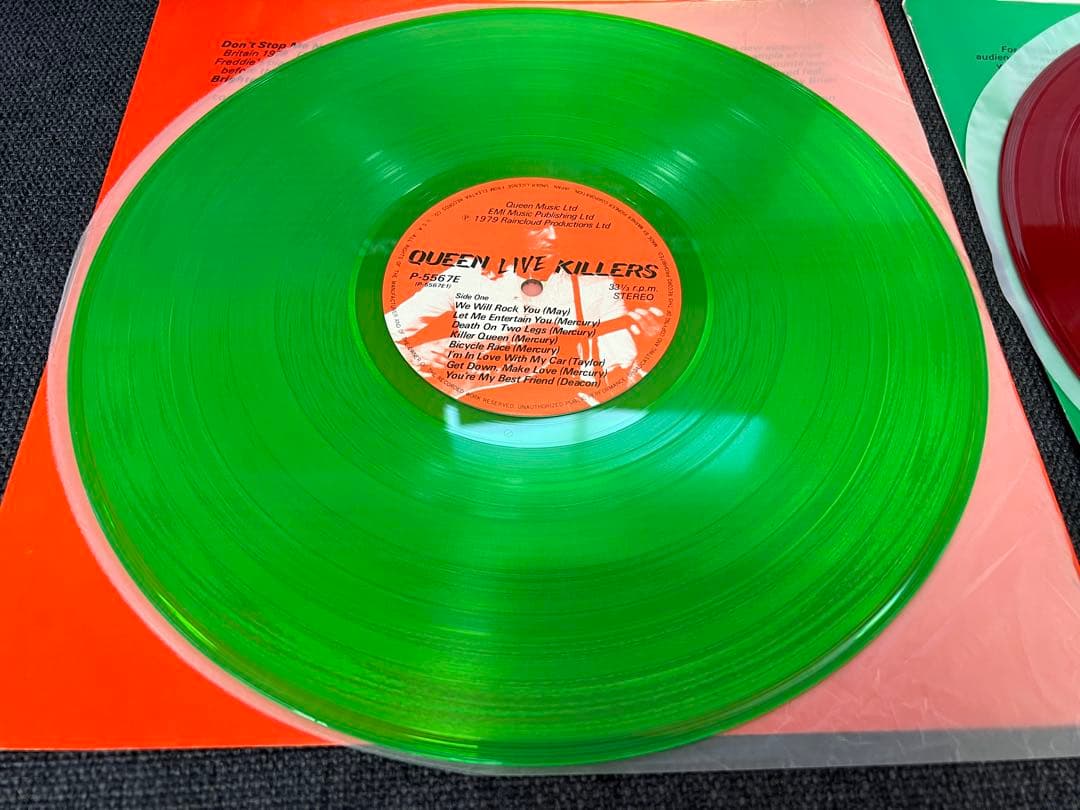 QUEEN Live Killers 2LP Japan Green & Red Colored Vinyl Set w/ Liner P-5567E/8E