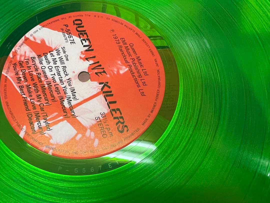 QUEEN Live Killers 2LP Japan Green & Red Colored Vinyl Set w/ Liner P-5567E/8E
