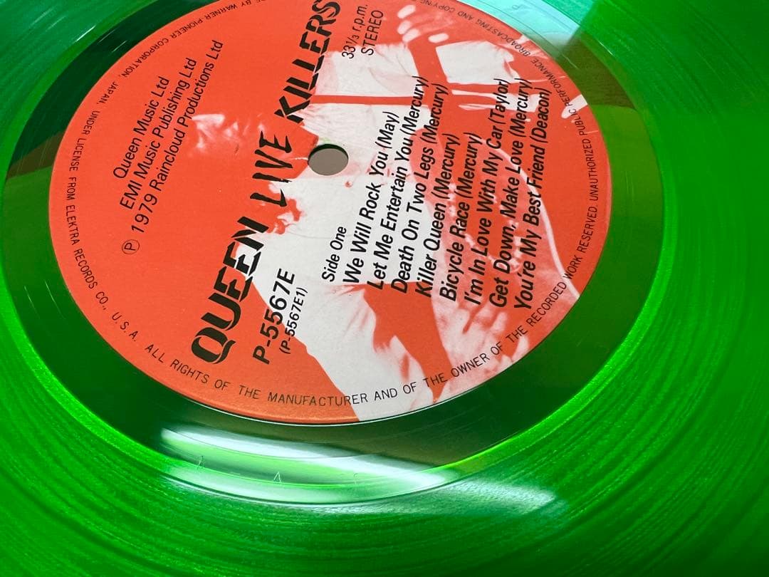 QUEEN Live Killers 2LP Japan Green & Red Colored Vinyl Set w/ Liner P-5567E/8E