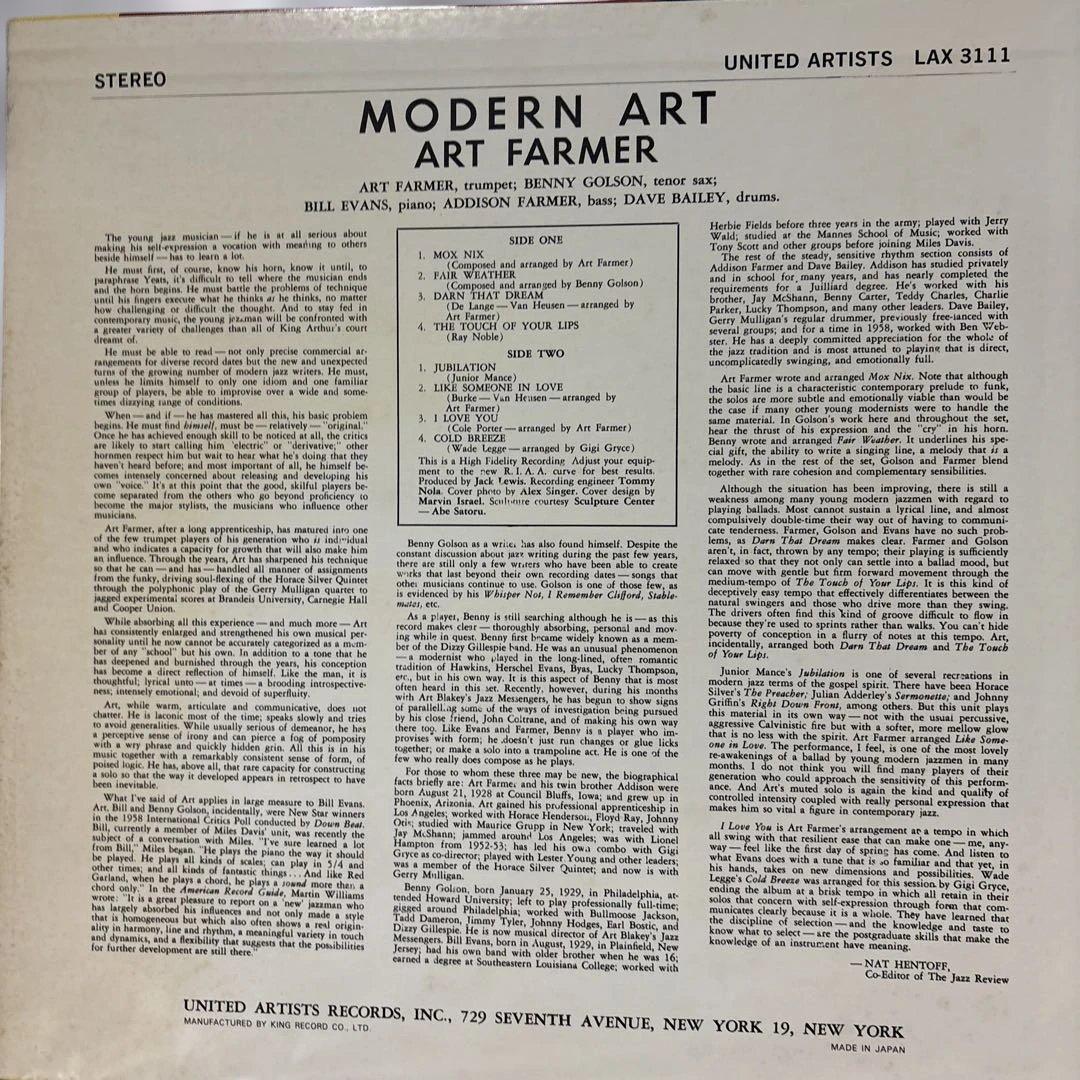 Art Farmer Modern Art Jazz LP UA Series Used | Japansoundstore