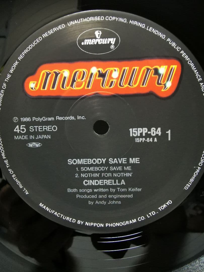 Cinderella Somebody Save Me 12-inch EP Japan Mercury 15PP-64 Hard Rock Metal