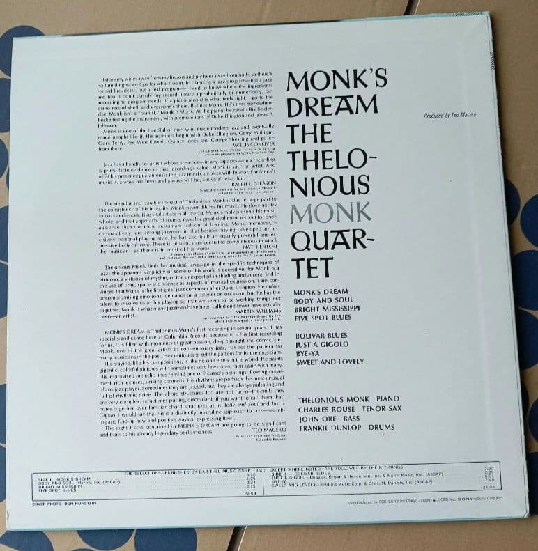 Thelonious Monk - Monk's Dream LP Japan Pressing Jazz Classic