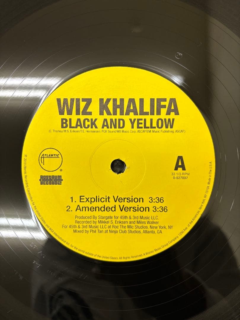 Wiz Khalifa - Black And Yellow 12" Vinyl Record G-Mix feat. Snoop Dogg