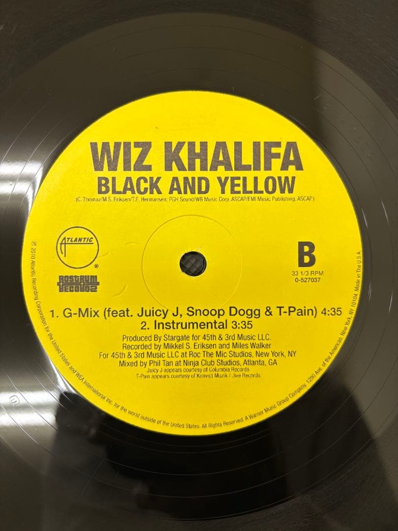 Wiz Khalifa - Black And Yellow 12" Vinyl Record G-Mix feat. Snoop Dogg