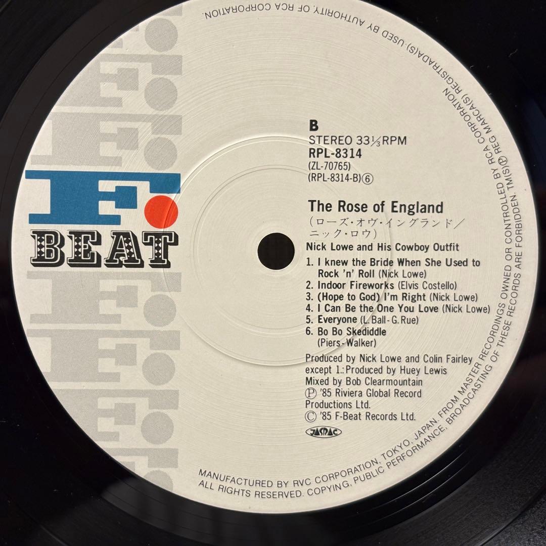 Nick Lowe - The Rose Of England Vinyl LP Japan 1985 F-Beat RPL-8314 Obi Insert