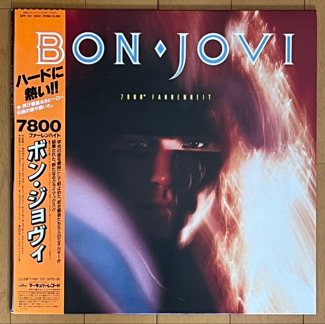 BON JOVI 7800 Degrees Fahrenheit LP 1985 Japan Pressing Vinyl Record with Obi