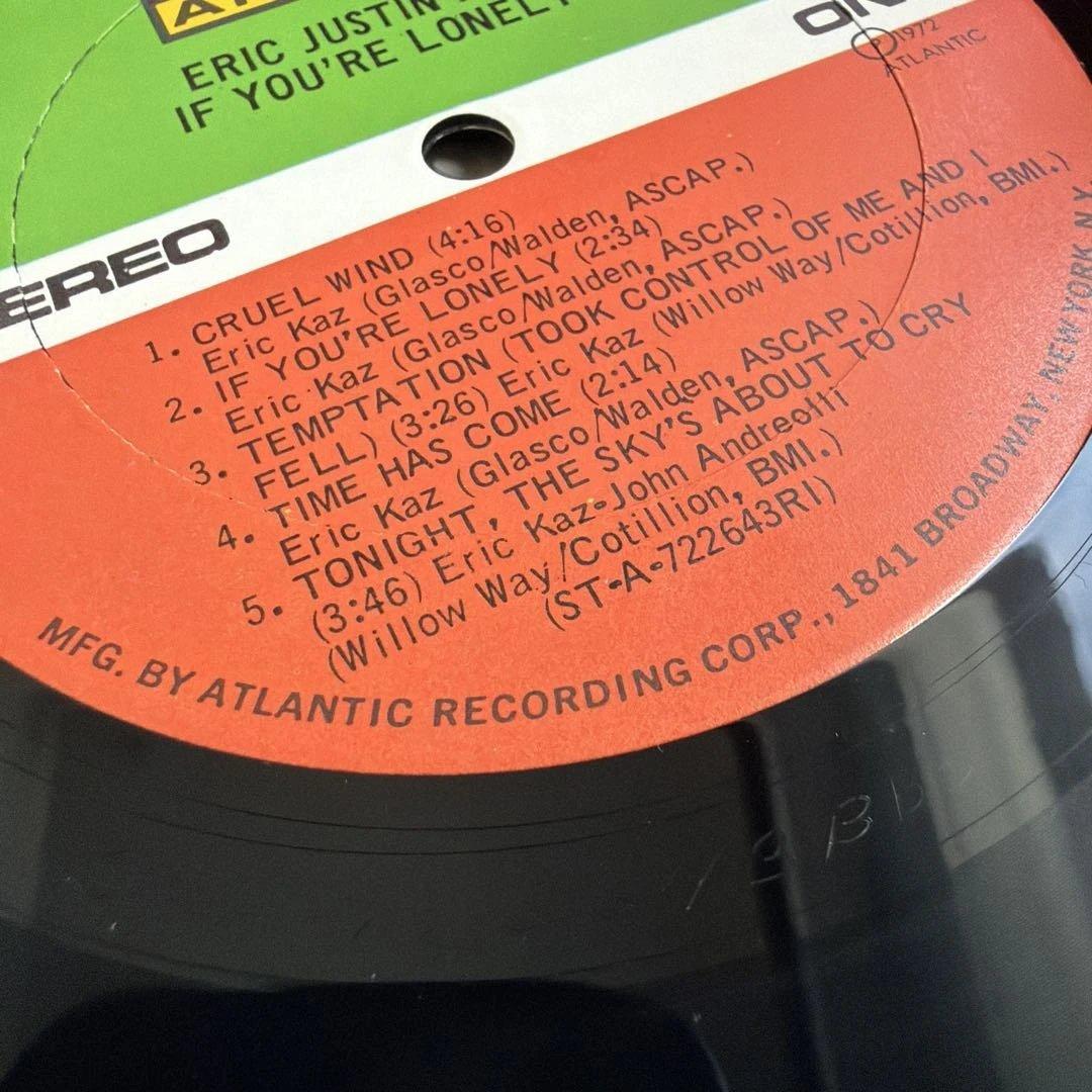 Eric Justin Kaz - If You're Lonely 1972 LP US Pressing Atlantic SD 7246 Folk