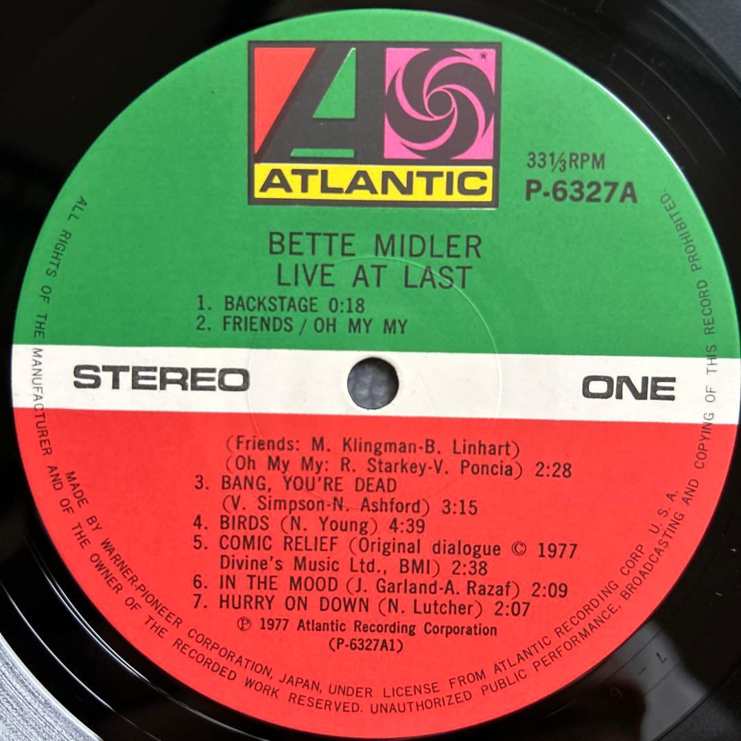 Bette Midler - Live At Last 2LP Japan Vinyl Record w/Obi Insert
