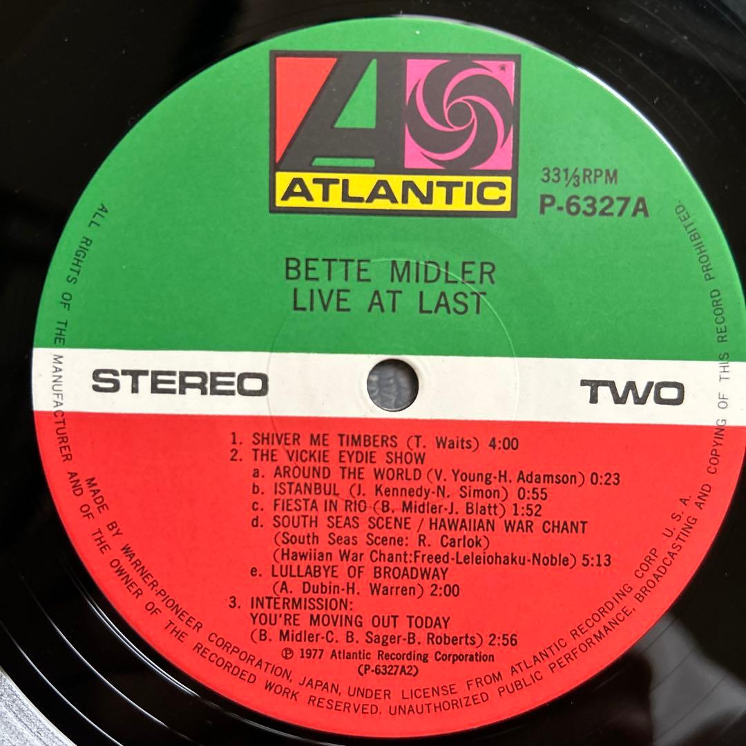 Bette Midler - Live At Last 2LP Japan Vinyl Record w/Obi Insert