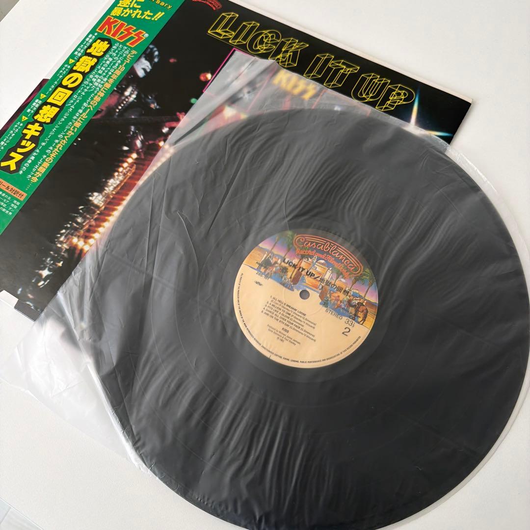 KISS Lick It Up 10th Anniversary Vinyl Record with Obi & Lyrics - Used | Japansoundstore