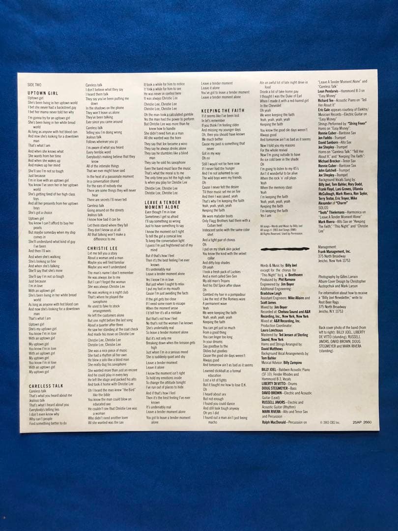 Billy Joel - An Innocent Man Vinyl LP 1983 Japan w/ Obi, Lyric Sheet