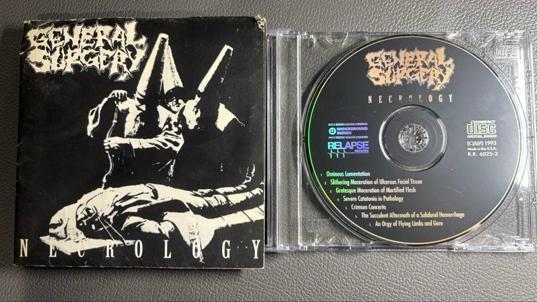 General Surgery - Necrology CD, 1993 Relapse Records, Rare Limited/2000, Death