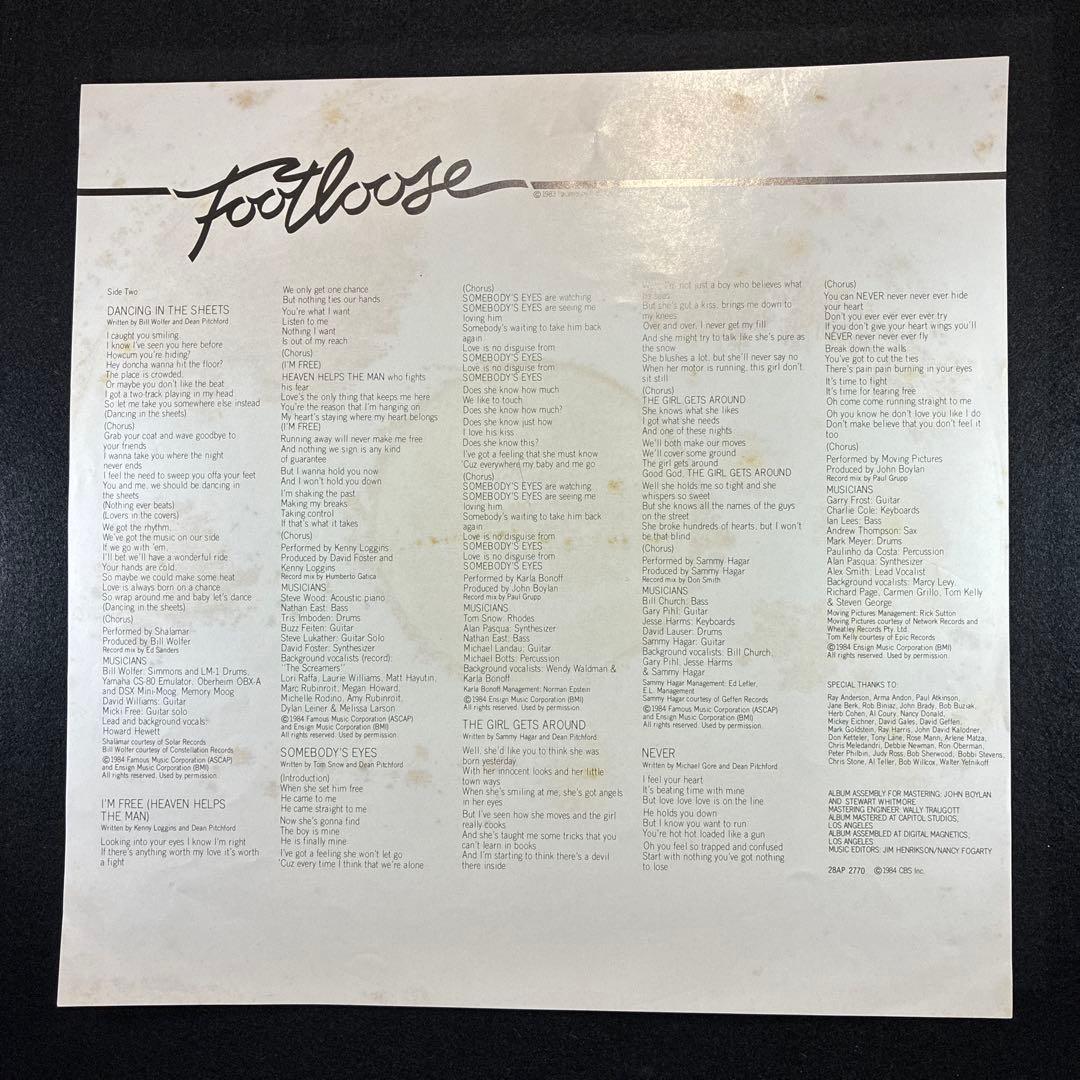 Footloose Original Motion Picture Soundtrack Vinyl LP 1984 Japan 28AP 2770