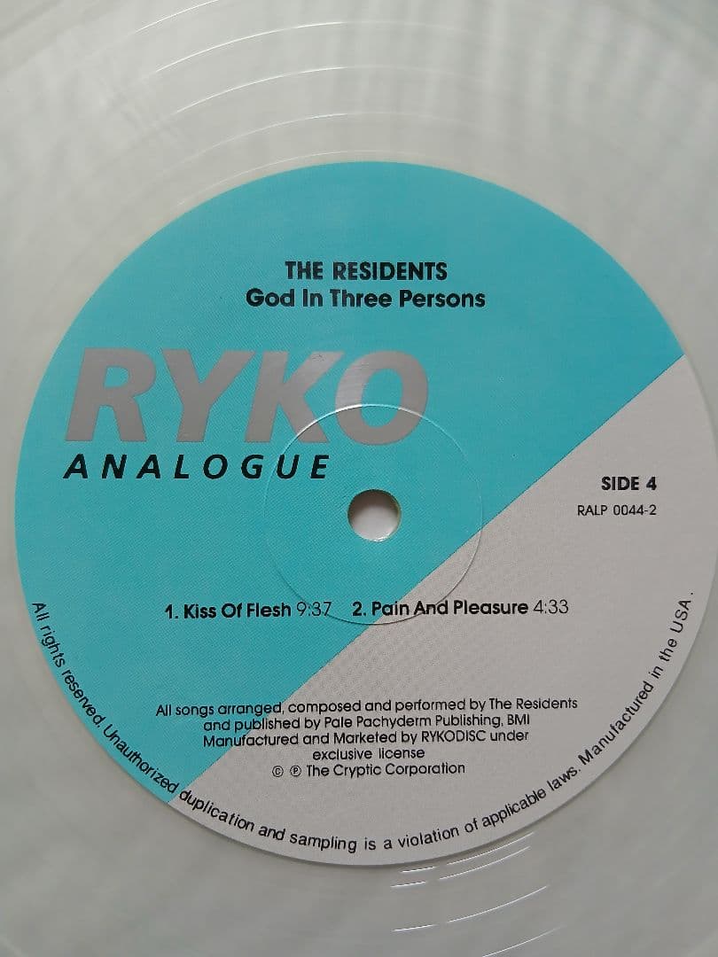 The Residents - God In Three Persons 2LP Clear Vinyl Ryko Analogue RALP0044-2