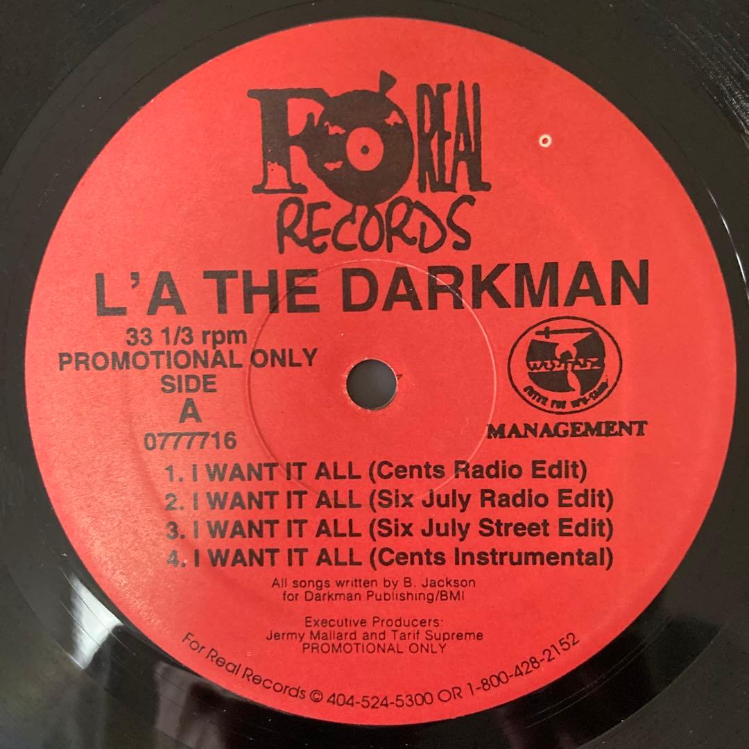 L'A The Darkman - I Want It All 12" Vinyl Promo Wu-Tang Clan Related Hip Hop