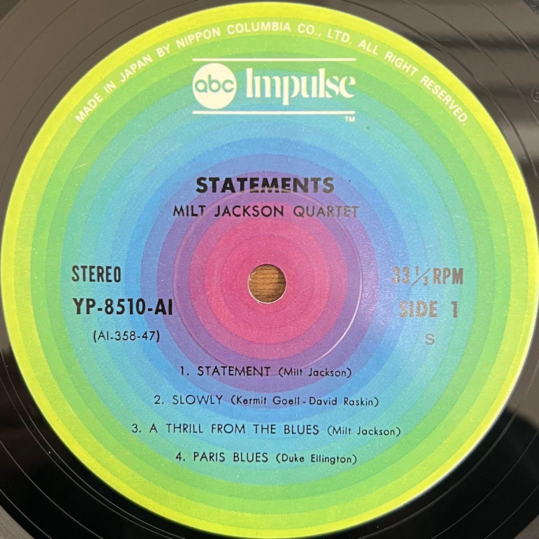 Milt Jackson Quartet - Statements LP Impulse Japan Reissue Jazz Vinyl Record