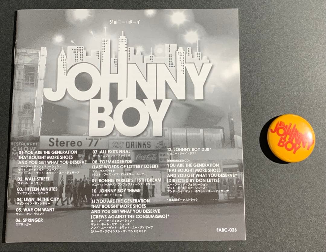 Johnny Boy - Johnny Boy (2006) Japan CD, Limited Edition with Bonus Tracks & Pin