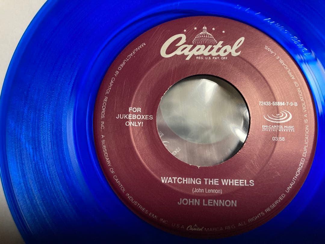 John Lennon Blue 7" Vinyl Record Beatles Watching The Wheels, Starting Over Used | Japansoundstore