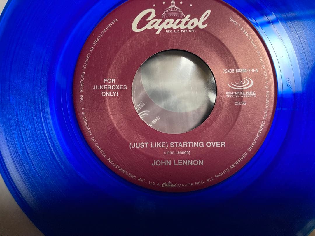 John Lennon Blue 7" Vinyl Record Beatles Watching The Wheels, Starting Over Used | Japansoundstore
