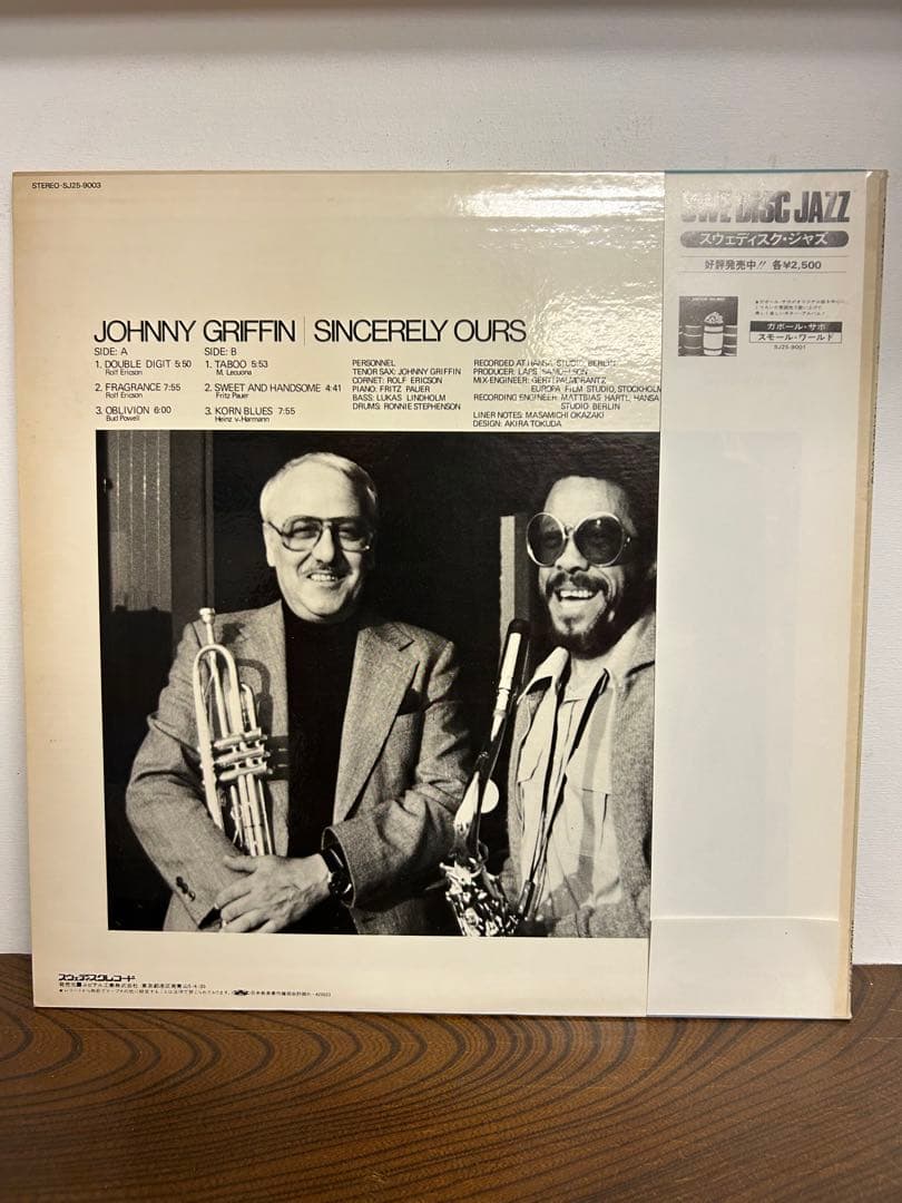 JOHNNY GRIFFIN Sincerely Ours LP Vinyl Record Japan Pressing With Obi