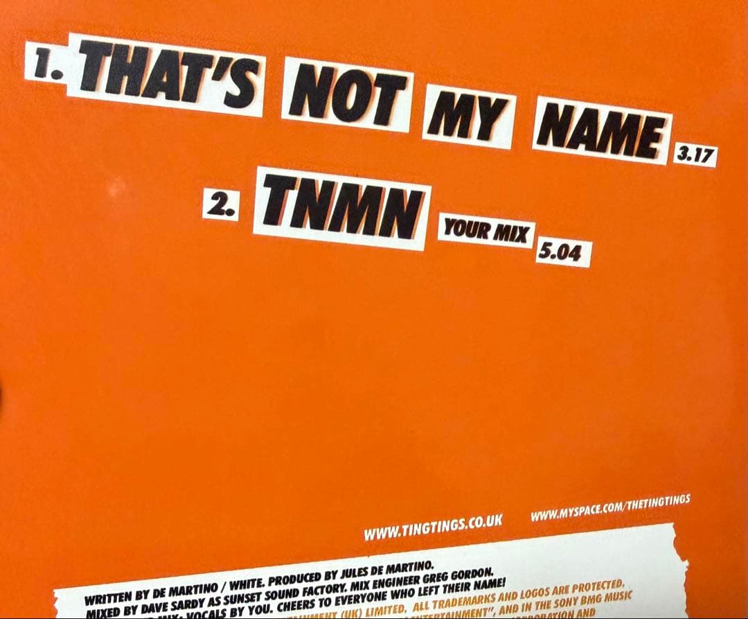 THE TING TINGS THAT'S NOT MY NAME Orange Vinyl Single Near Mint | Japansoundstore